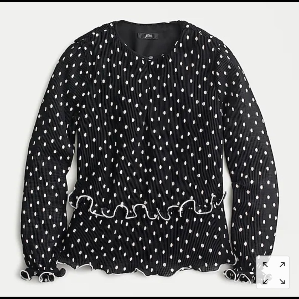 NWT J Crew Ruffled peplum top in polka dot